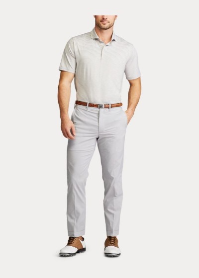 Polos Ralph Lauren Hombre Grises Claro / Blancos - Classic Fit Performance - JVNYK5016